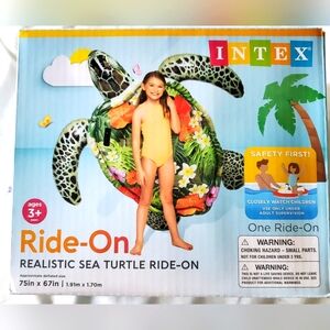 NIB Intex 75x67" inch Realistic Sea Turtle‎ Swimming Pool Inflatable Ride On